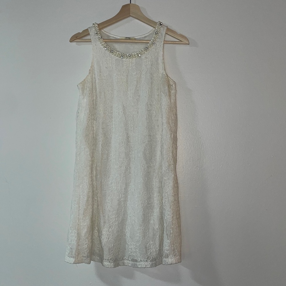 Lace, pearl, and rhinestone dress 🤍